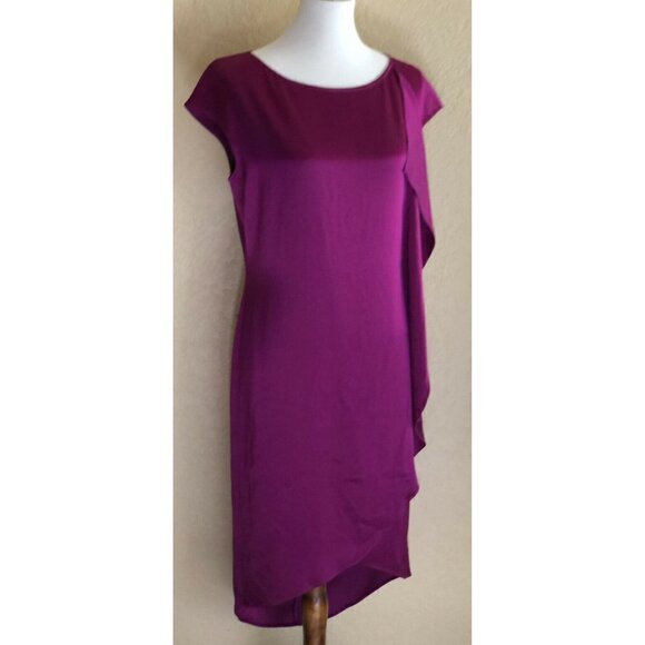 St. John Collection Womens Boat Neck Ruffle Hi-Lo Satin Dress Size 6 $995 - Picture 3 of 12